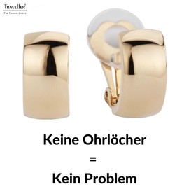 Traveller® Clip Earrings – 22kt Gold or Rhodium Plated Small Half Creoles, Gold Plated