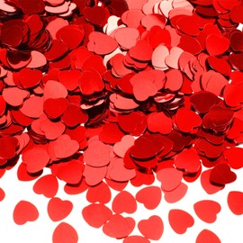 Boao 4500 PCS/10MM Heart Confetti Metallic Foil Glitter Heart Table Confetti Love Sequin Sparkles for Valentine‘s Day Wedding Anniversary Party Table Decoration Supplies, 120g(Red)