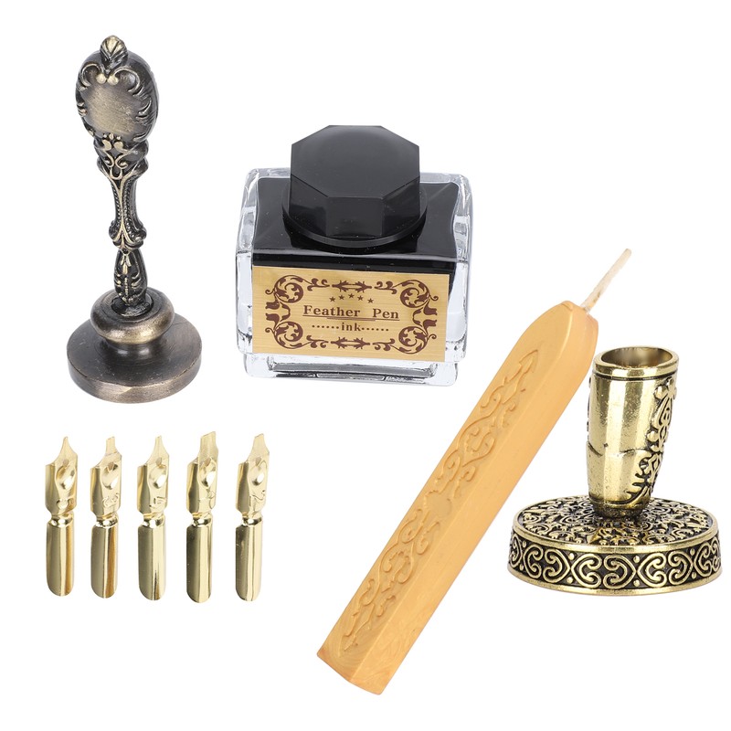 Quill Pen Set Feather Writing Drawing Dip Pen Students Teacher