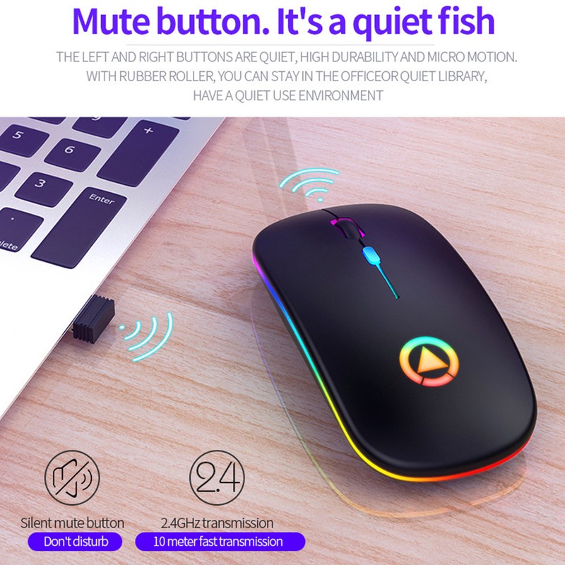 Mouse Plug and Play Portable Silent Rechargeable Illuminated Wireless Office