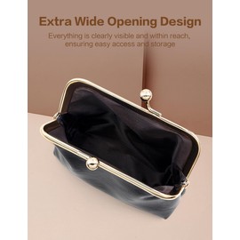 SENCCO Women’s Small Coin Purse, Vintage PU Leather Change Purse, Coin Bag with Kiss Lock, Mini Coin Purse for Women- Red