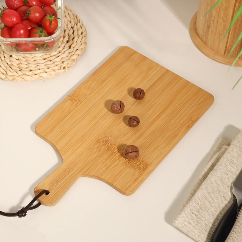 YOSHIKI YK-OM1 Bamboo Cutting Board, Camping Cutting Board with Strap,