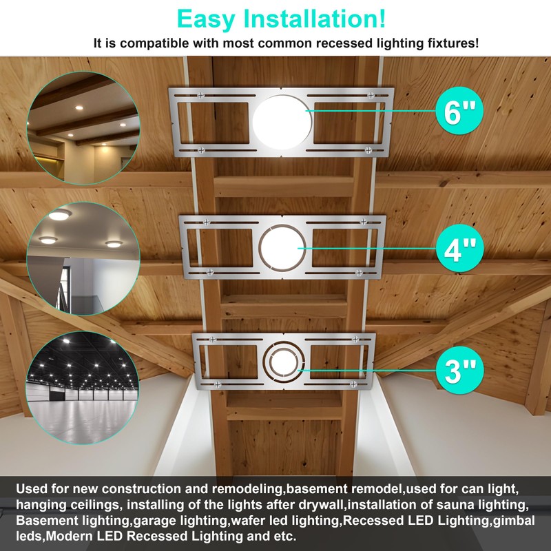 New Construction Mounting Plate, 3-4-6 Inch, LED Recessed Lighting Housing