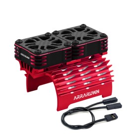 Twin Metal RC Cooling Fans 30mm 28000 RPM with Motor Heatsink-Update Parts RC Fan for 1/8 1/7 Scale RC Cars 4074 4268 4282 Motor,Diameter Size of Brushless Motor is 40-42mm (Red)