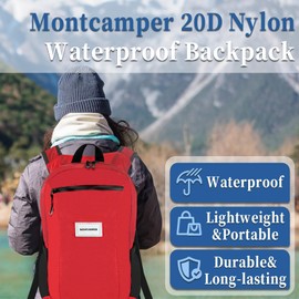 MONTCAMPER Hiking Daypack - Lightweight & Water-Resistant Portable Backpack for Travel, Camping, Outdoor Adventures(20L, red)