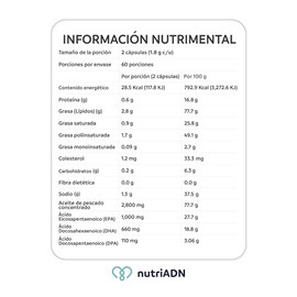 nutriADN - Omega 3 Strong Platinum  Omega con EPA 1000 mg  DHA 660 mg  DPA 110 mg  de Aceite de Pescado 800 mg 60 Das -Certificado IFOS  120 Cpsulas  