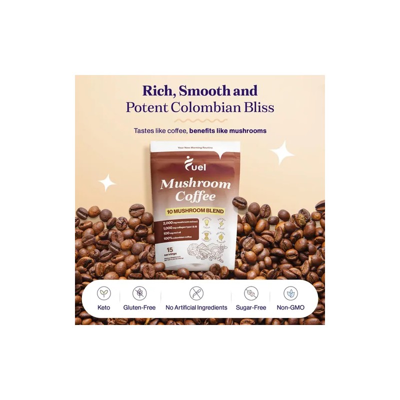 Fuel Nutrition Pro Café Con Colágeno Y Hongos Mushroom Coffee
