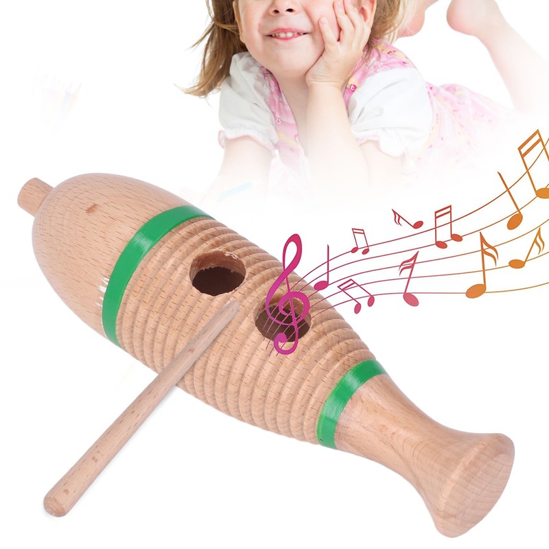 Wood Guiro Children Cute Fish Shaped Guiro Percussion Instrument Educational