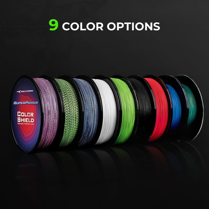 KastKing Superpower ColorShield - Línea de pesca trenzada, verde neón,