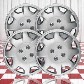 Brighter Design Set of 4 15" Push-on Silver Hubcaps for Honda Accord 1998-2002