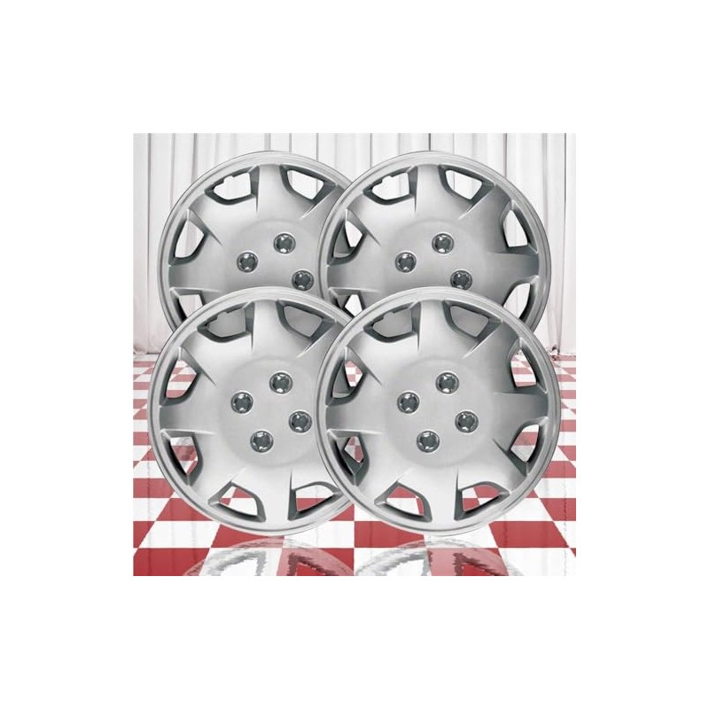 Brighter Design Set of 4 15" Push-on Silver Hubcaps for