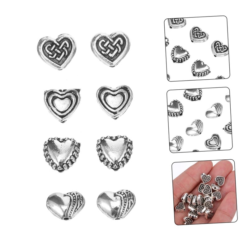 STOBOK DIY Jewelry Accessory 100pcs Metal Heart Shape Spacer Beads