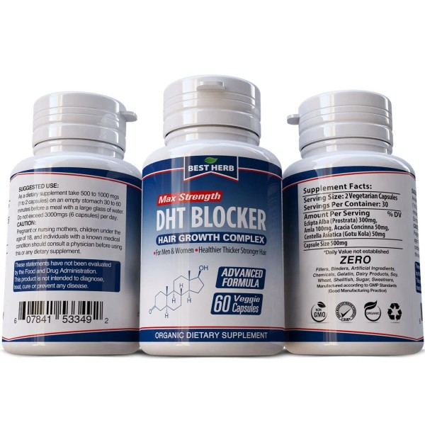 NATURAL DHT BLOCKER PREVENT HAIR LOSS HERBAL VITAMINS GROWTH 60