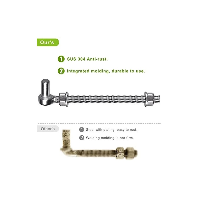 Insaga J Bolt Gate Hinge, 304 Stainless Steel Farm Gate