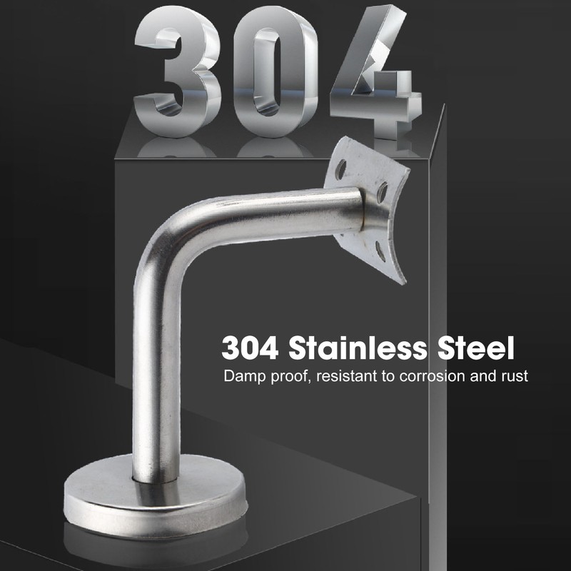 6 Pcs Wall Handrail Bracket 304 Stainless Steel Strong Bearing