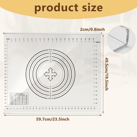Patelai Acrylic Pastry Board with Measurement 23.5'' x 19.5" Kneading Cutting Board with Lip for Kitchen Counter Sourdough Bread Cookies Pizza Fondant Pasta Making Tool