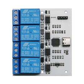 5V Relay USB Serial Control Relay Switch Module USB 4 Channel Relay Automation Industrial Control Equipment with USB C to USB A Cable 4 Way Relay