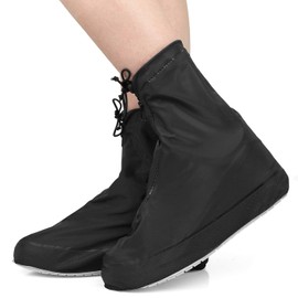 Rain Shoe Covers | Waterproof Shoe Covers for Men Women | Reusable Galoshes Overshoes (Black, XXX-Large)