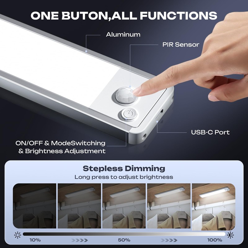 5 Packs Under Cabinet Lighting, 10inch Motion Sensor Light Indoor,