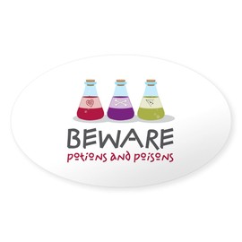 CafePress Beware Potions & Poisons Sticker Oval Car Bumper Sticker(10-Pack)