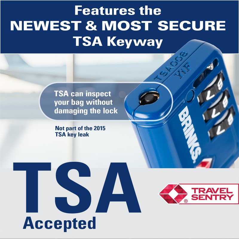 Brinks TSA Accepted Indicator Luggage Lock, Blue - Ressetable Combination,