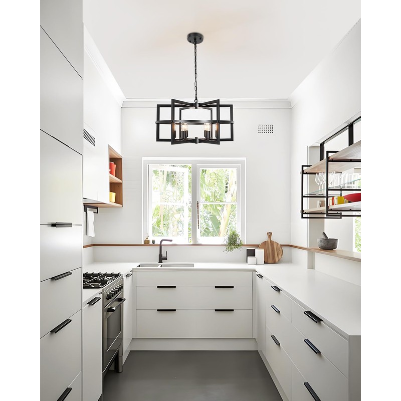 JHLBYL Modern Farmhouse Black Chandelier: 6-Light Upgrade Industrical Light Fixture