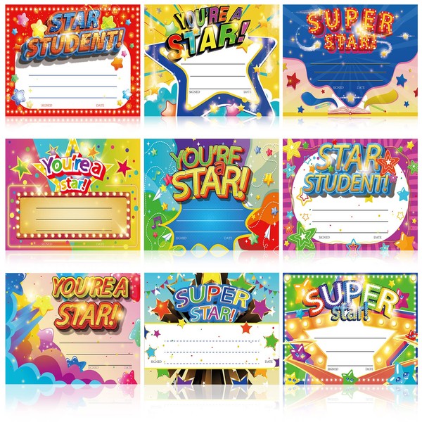 Frienda 60 Pieces You're a Star Awards Certificate Star Student Certificate of Award Star Recognition Rewards for Kids Birthday Certificates for Students Classroom Supplies