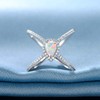 OPALBEST 18K White Gold/Rose Gold Plated Pear Opal Crossover X