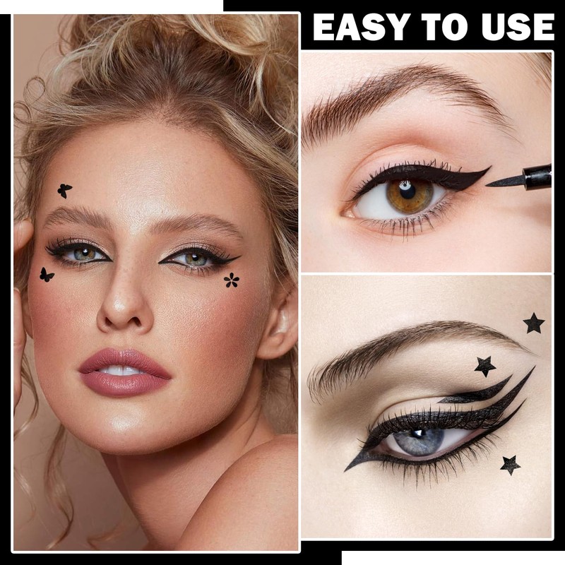 5 PCS Black Liquid Winged Eyeliner Stamp Pen Makeup Tools,Double-side