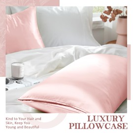 Heywaller Satin Pillowcases for Hair and Skin - Light Pink Queen Size Pillow Cases 2 Pack - Similar to Silk Pillowcases with Envelope Closure - Soft & Silky Pillow Covers for Him or Her