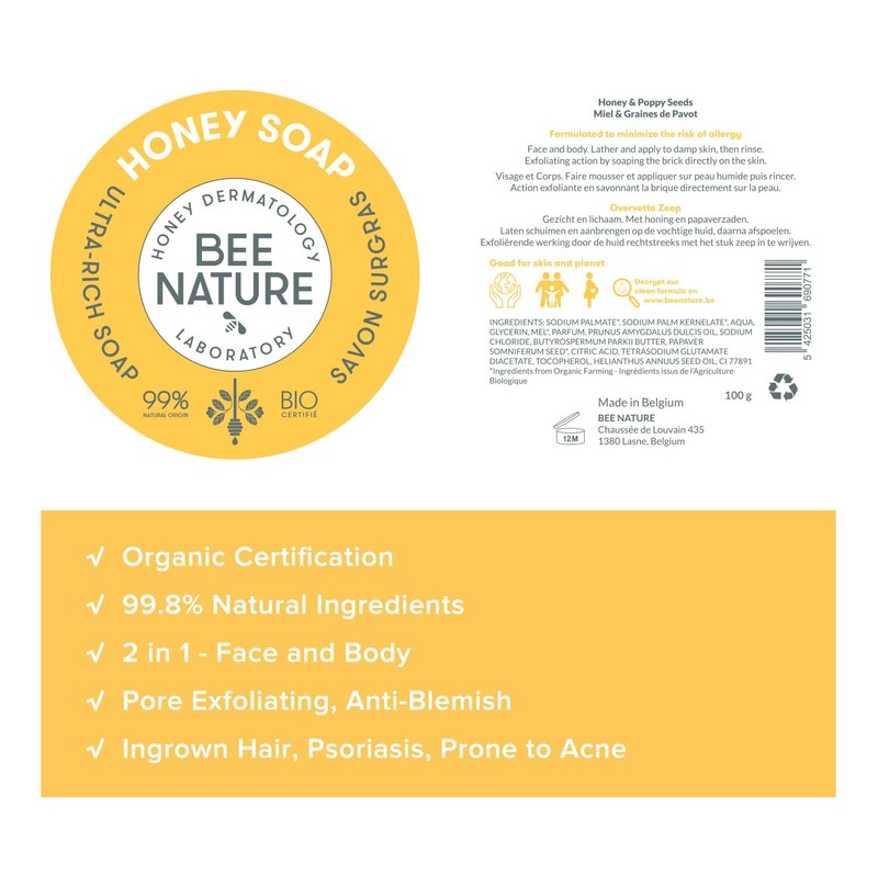 Bee Nature - Exfoliating soap with soap box - organic