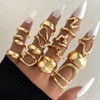 15Pcs Stackable Melting Gold Twisted Knuckle Ring Set for Women