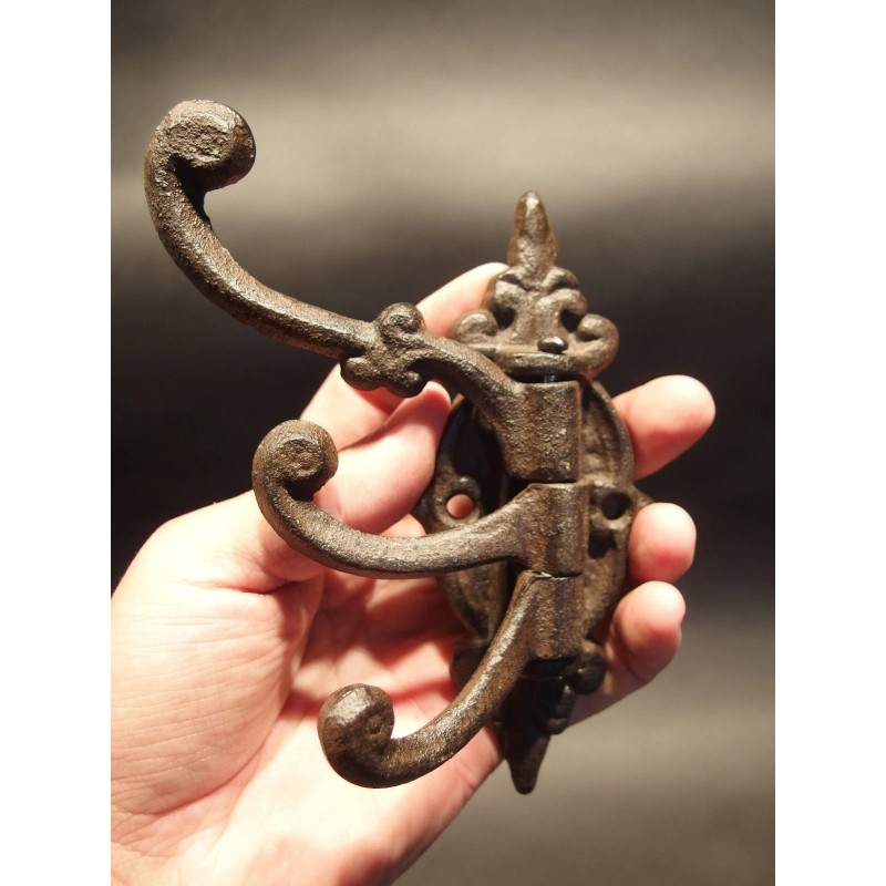 Antique Vintage Style Cast Iron Wall Hook Swivel Folding Coat