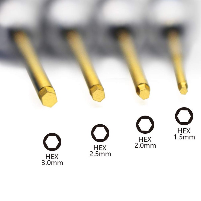 4pcs 1.5mm 2.0mm 2.5mm 3.0mm Hex Screw Driver Set Titanium