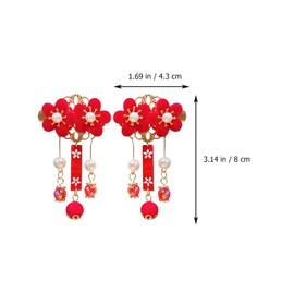 minkissy Asian Hair Sticks Hair Sticks Flower Hair Accessories 1 Pair Tassel Antique Style Hair Clip Hanfu Girl Child Alloy Chinese Style Baby Barrettes Chinese Style Hair Clips