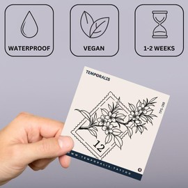 Flower Tattoo - Temporalis® Temporary Tattoo, Vegan and Waterproof - EU Certified Cosmetics - Lasts 1 to 2 Weeks [Flower Stamp]
