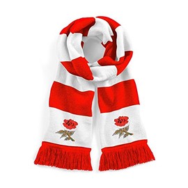 Old School Football Retro England National Rugby Red/White Traditional Scarf with Embroidered Logo