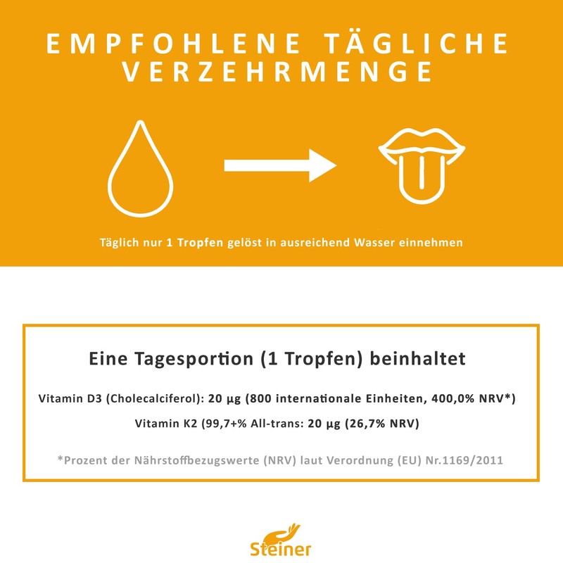 Steiner Vitamin D3 K2 Drops High Dose - 50 ml
