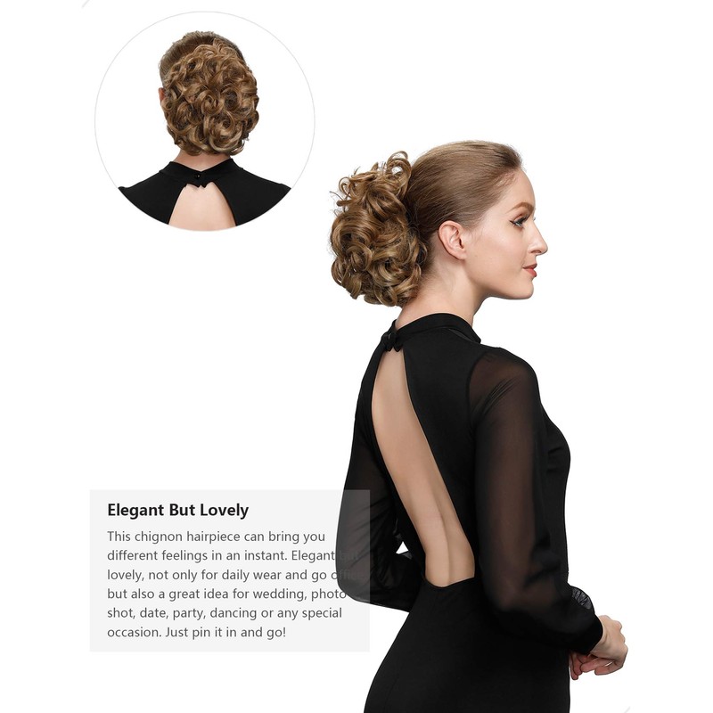 Yamel Chignon Hairpiece Curly Bun Scrunchie Extensions Ash Blonde Synthetic