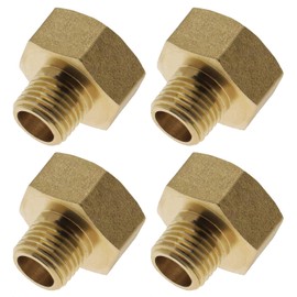eMagTech 4Pcs 1/2 Inch Female to 1/4 Inch Male BSP Thread Pipe Conversion Adapters Brass Hex Bush Pipe Fitting Connector for Air Water Gas Fuel Oil