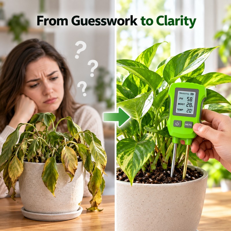 3-in-1 Digital Soil Tester – LCD Soil pH, Moisture &