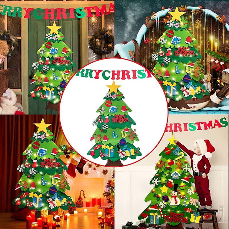 ANTFEES 3.2 FT DIY Felt Christmas Tree Set for Kids