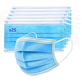 25 Pcs disposable 3-Ply Ear loop masks and 2 Foldable Storage Box Disposable Face Masks Clip Dustproof Container Portable Bag Case Organizer plastic bins Eco-Friendly