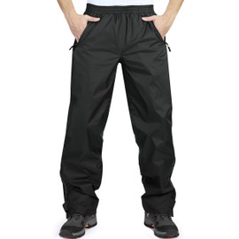 33,000ft Men's Rain Pants, Waterproof Rain Over Pants, Windproof Outdoor Pants for Hiking, Fishing Black