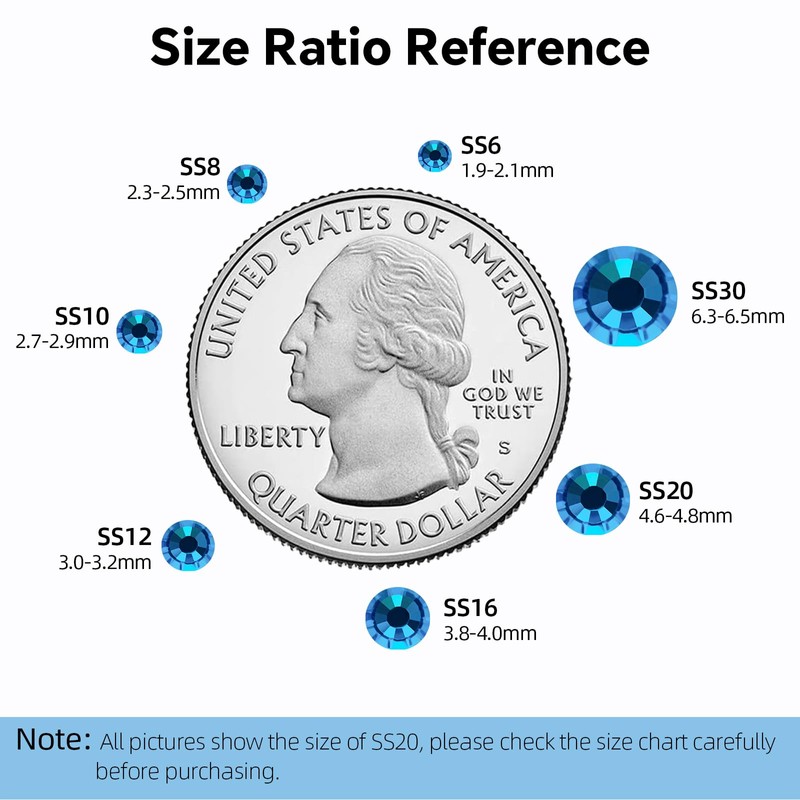 Meibite Hotfix Rhinestones Bulk, 3000PCS Capri Blue Hot Fix Rhinestones