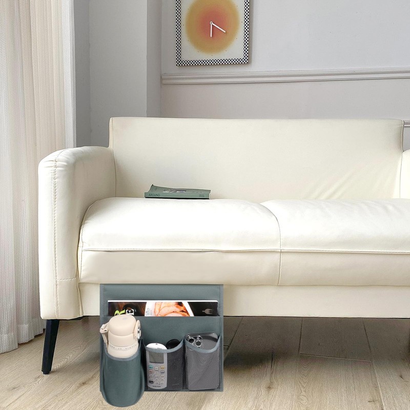 WOMACO Bedside Remote Control Holder, Bed Caddy with Water Bottle