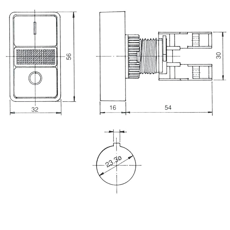 WITTKOWARE 22 mm built-in double button, IP65, NC/NO, ON green/lighting/off