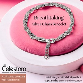 Celestara Jewelry, 925 Sterling Silver Rope Chain Bracelet, Italian-Made Bracelet for Women - with Luxurious Gift Box