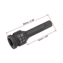 TA-VIGOR Impact Hex Bit Socket, 3/8" Drive x H8 (8mm) Allen Key Socket, Premium CR-MO Steel Bits, Hex Bit with 60mm Length for Torque Wrench, Ratchet Wrench, Impact Power Drills