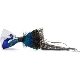 Galsawi Men's Pre-Tied Bow Tie Handmade Peacock Feathers Bowtie Adjustable Length Necktie